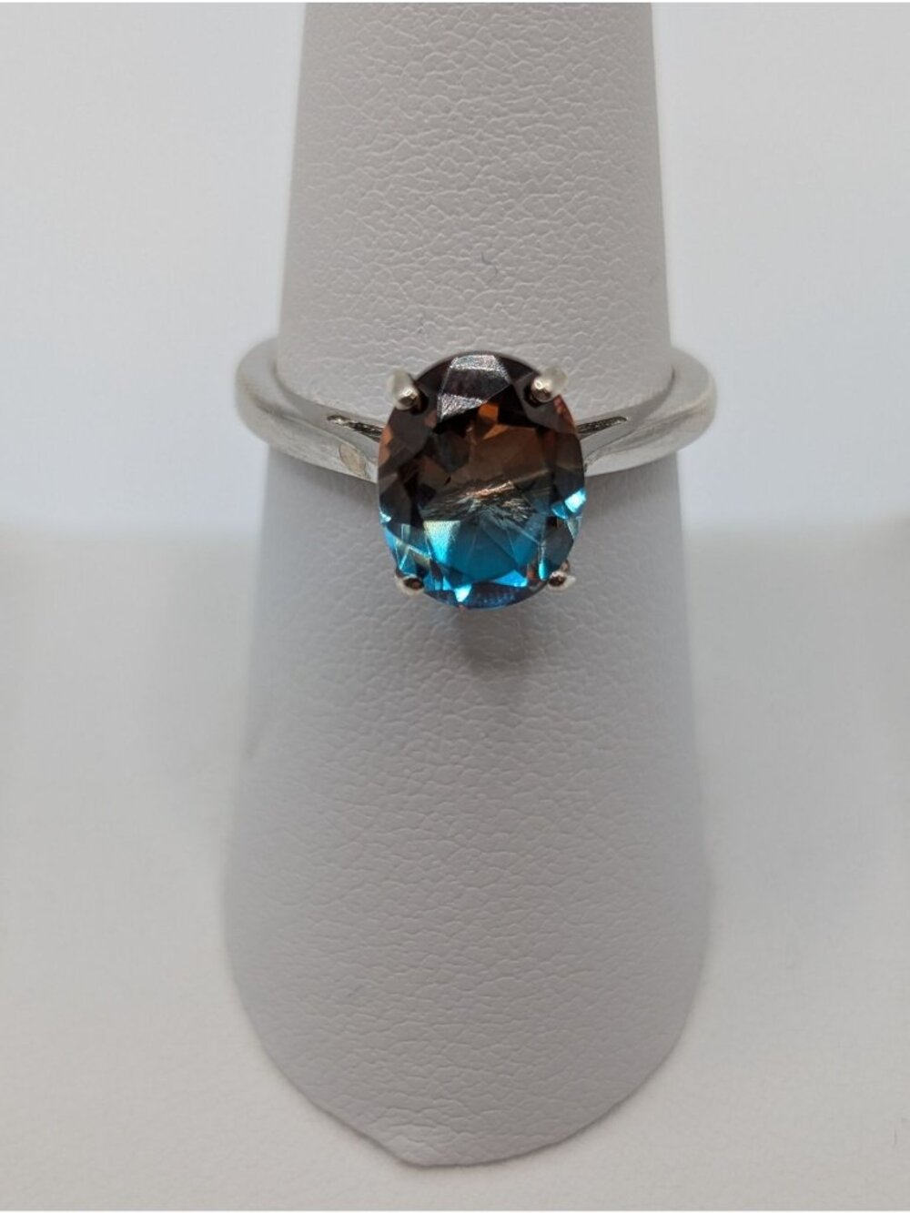 D'Joy Aqua Terra Costa Quartz Oval Solitaire Ring Size 7 Sterling Silver